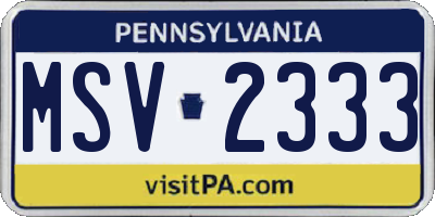 PA license plate MSV2333