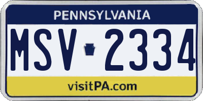 PA license plate MSV2334