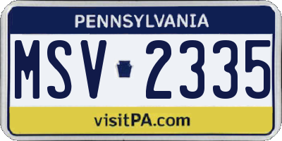 PA license plate MSV2335