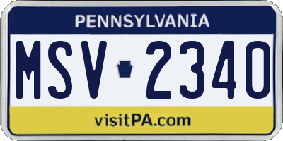 PA license plate MSV2340