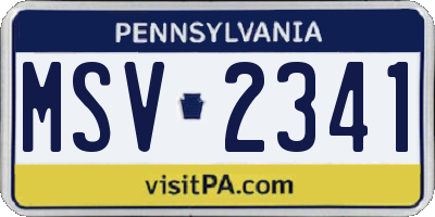 PA license plate MSV2341