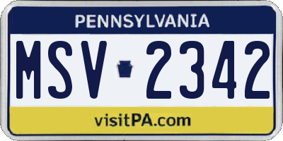PA license plate MSV2342