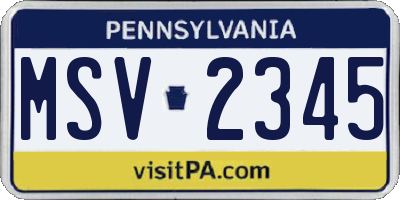 PA license plate MSV2345