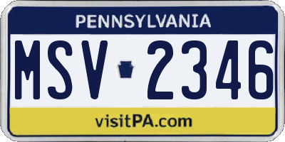 PA license plate MSV2346