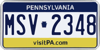 PA license plate MSV2348