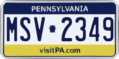 PA license plate MSV2349