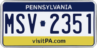 PA license plate MSV2351