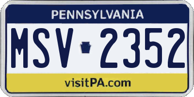 PA license plate MSV2352