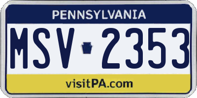 PA license plate MSV2353