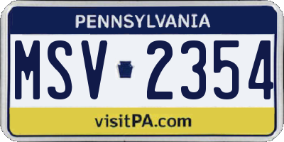 PA license plate MSV2354