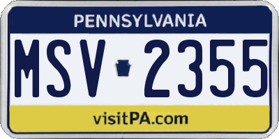 PA license plate MSV2355