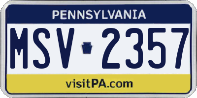 PA license plate MSV2357