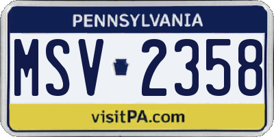 PA license plate MSV2358