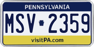 PA license plate MSV2359