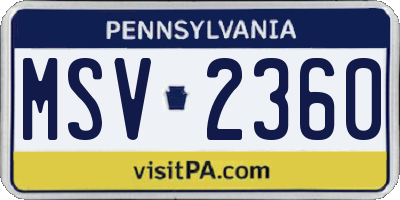 PA license plate MSV2360
