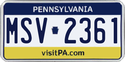 PA license plate MSV2361