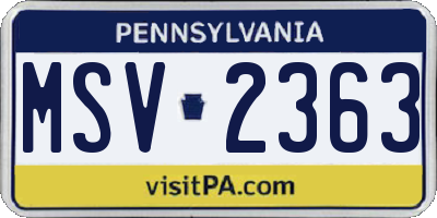 PA license plate MSV2363