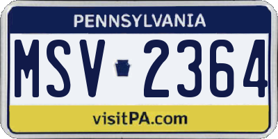 PA license plate MSV2364