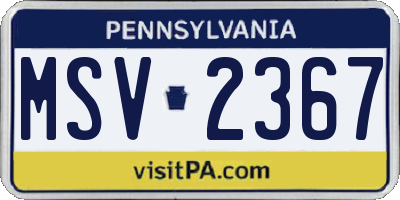 PA license plate MSV2367