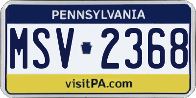 PA license plate MSV2368