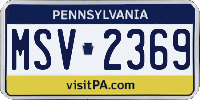 PA license plate MSV2369