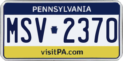 PA license plate MSV2370