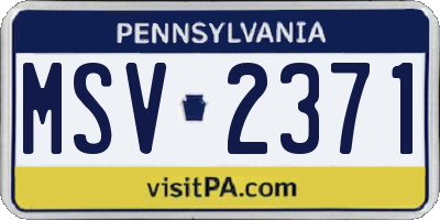 PA license plate MSV2371