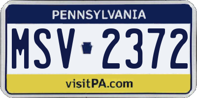 PA license plate MSV2372