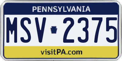 PA license plate MSV2375
