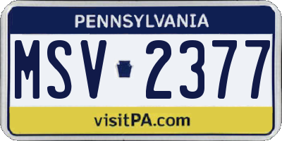 PA license plate MSV2377