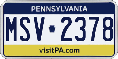 PA license plate MSV2378