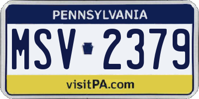 PA license plate MSV2379