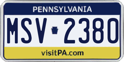PA license plate MSV2380