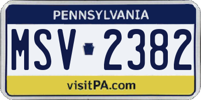 PA license plate MSV2382