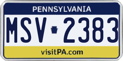 PA license plate MSV2383