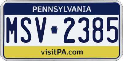 PA license plate MSV2385