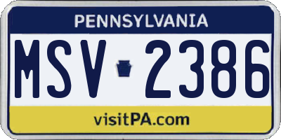PA license plate MSV2386