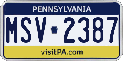 PA license plate MSV2387