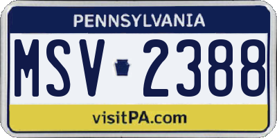PA license plate MSV2388