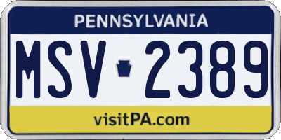 PA license plate MSV2389
