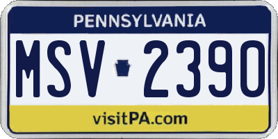 PA license plate MSV2390