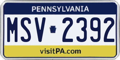 PA license plate MSV2392