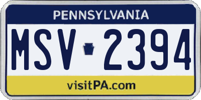 PA license plate MSV2394