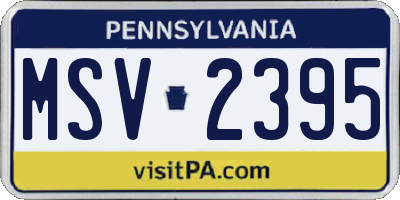 PA license plate MSV2395