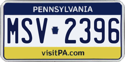 PA license plate MSV2396