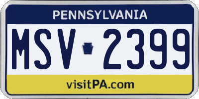 PA license plate MSV2399