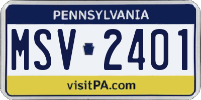 PA license plate MSV2401