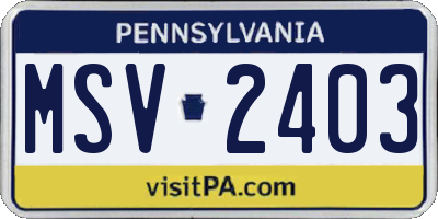 PA license plate MSV2403
