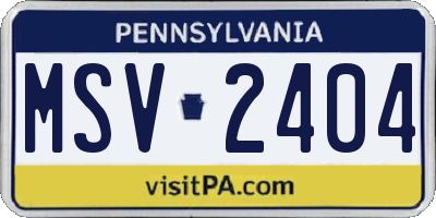 PA license plate MSV2404