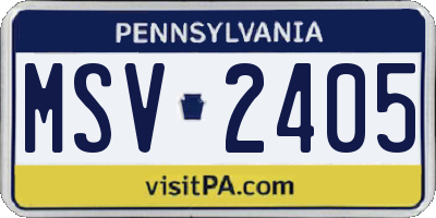 PA license plate MSV2405